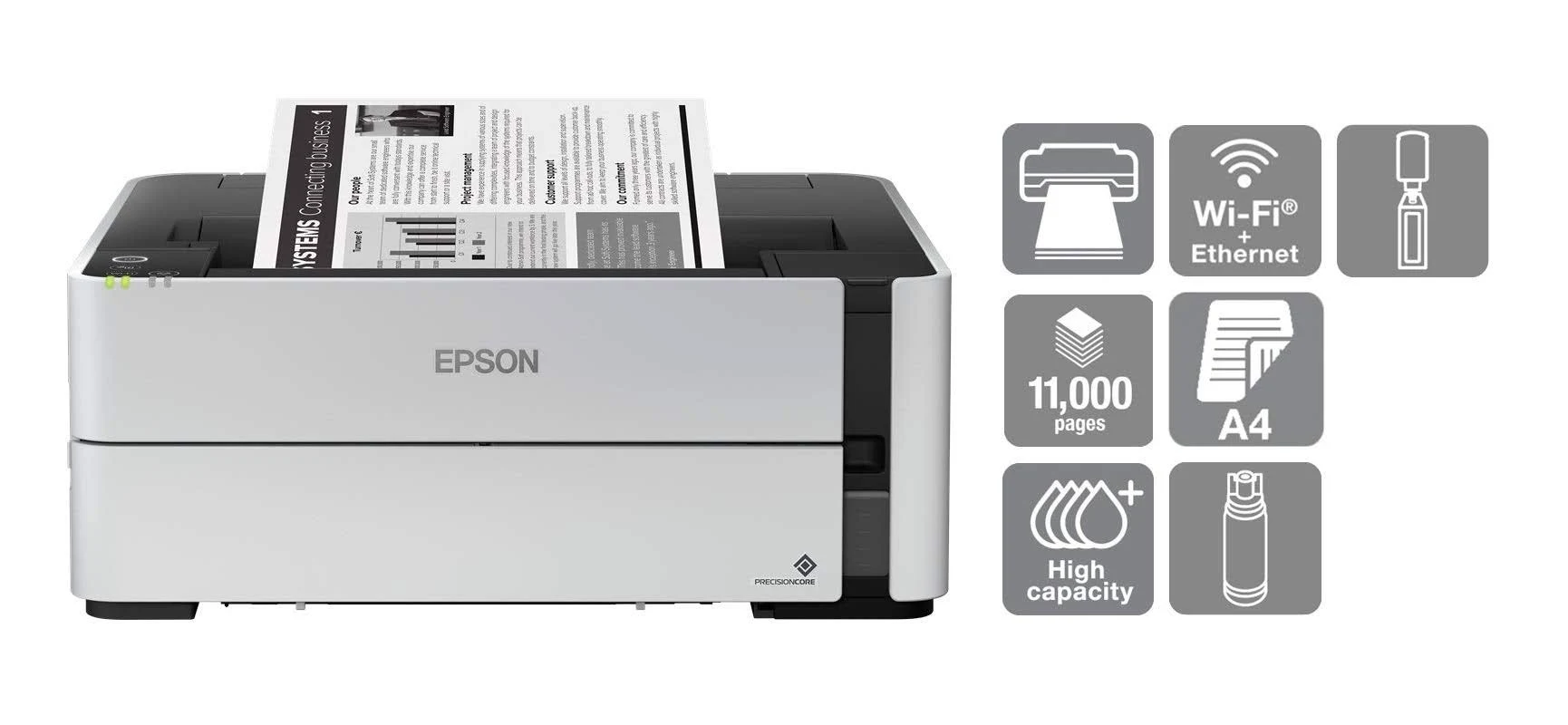 Epson Ink Tank Printer Mono M1170 A4 Single Function with Duplex | Lan | WiFi view 5